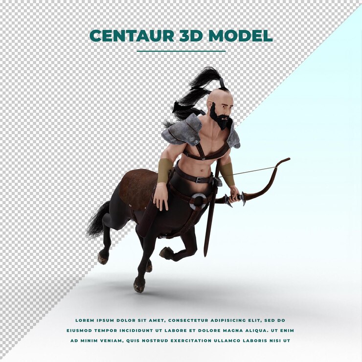 PSD centauro mitología griega criatura mitad hombre mitad caballo modelo aislado