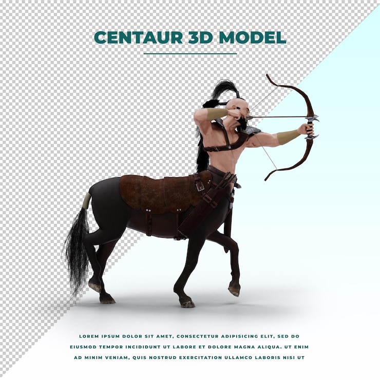 PSD centauro mitología griega criatura mitad hombre mitad caballo modelo aislado