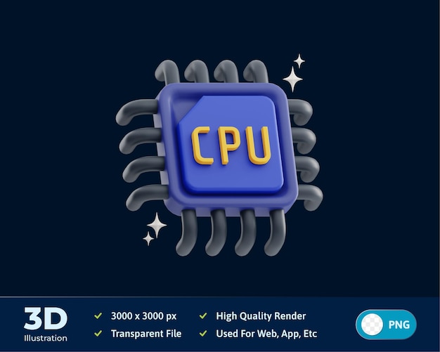 Central processing unit 3D Illustration