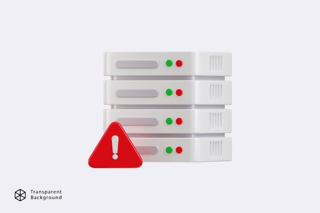 Centre de données avec icône d'alerte spam concept de stockage en nuage icône de risque de danger 3D