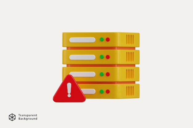 Centro de datos con icono de alerta de spam concepto de almacenamiento en la nube icono de riesgo de peligro 3d render