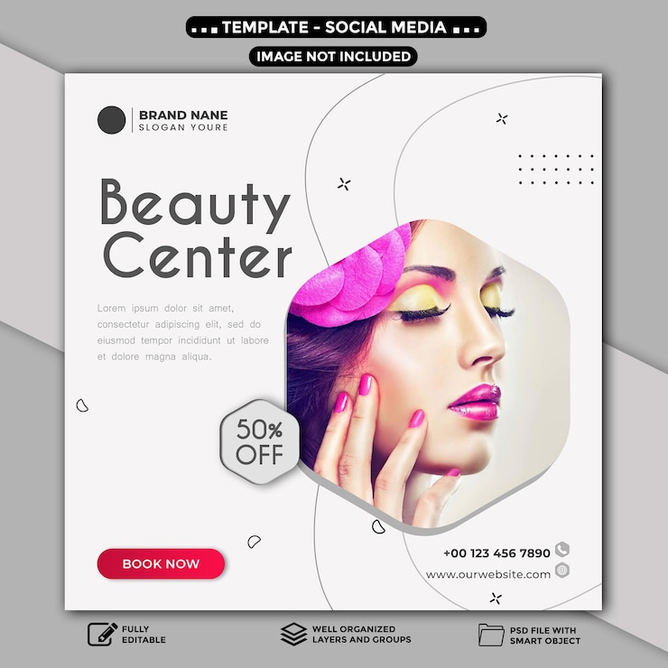 PSD centro de beleza postagem nas redes sociais 2024