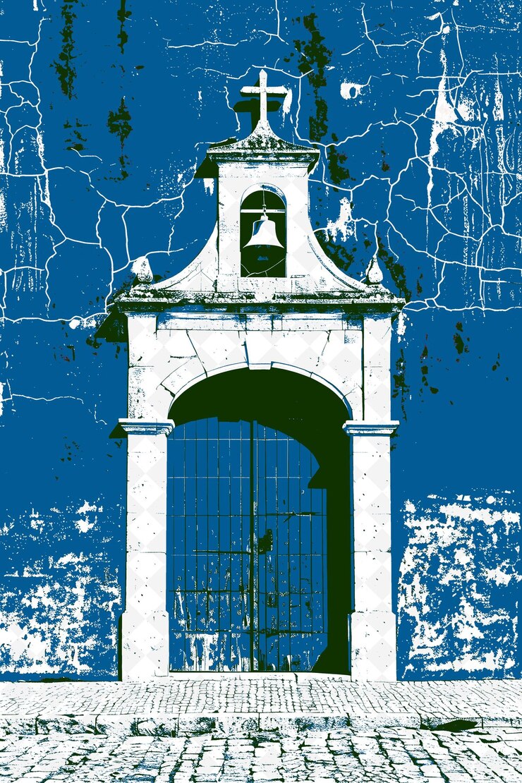 PSD el centro histórico de so lus con una fachada de azulejos portugueses y una ilustración de la vida y la cultura brasileñas