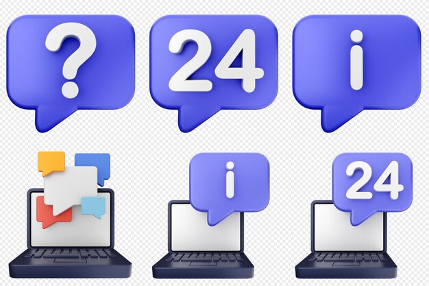 Centro de soporte de helpdesk 3D conjunto de iconos de servicio al cliente