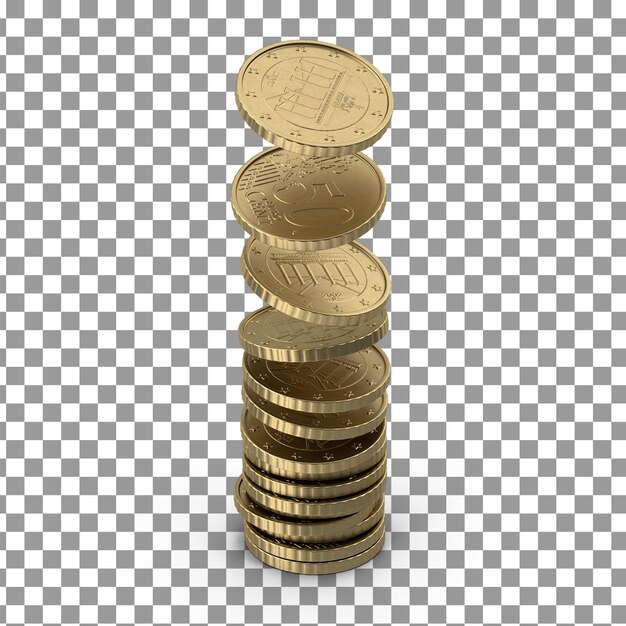 PSD cents de pièce psd 3d sur fond isolé et transparent