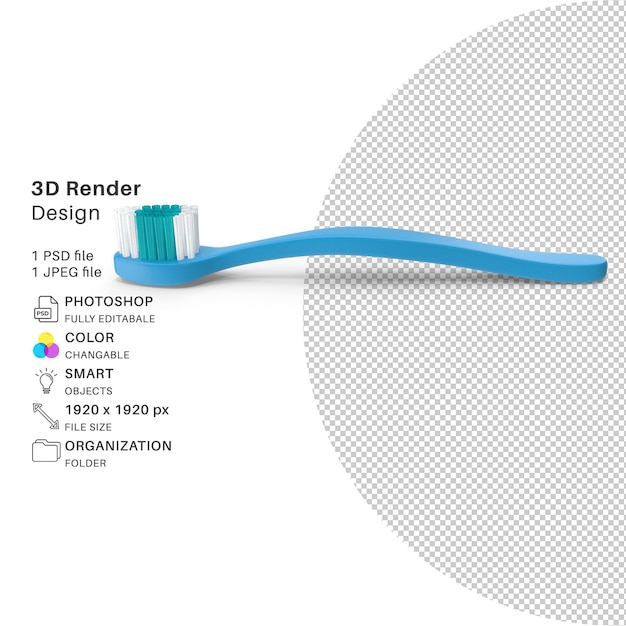 PSD el cepillo de dientes el cepillo de limpieza dental el archivo psd de modelado 3d realista