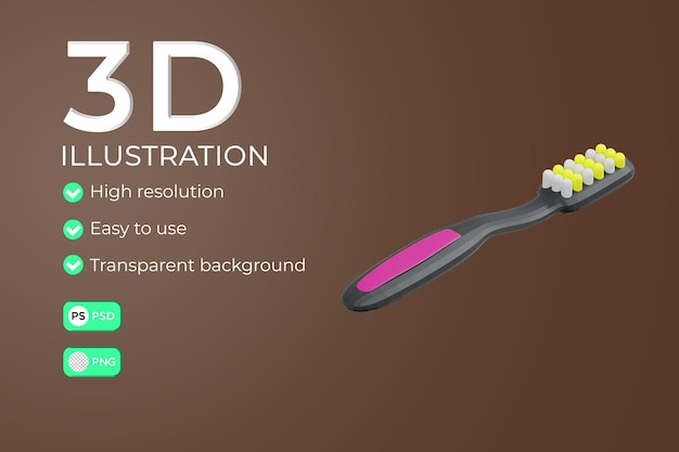 PSD cepillo de dientes, icono 3d