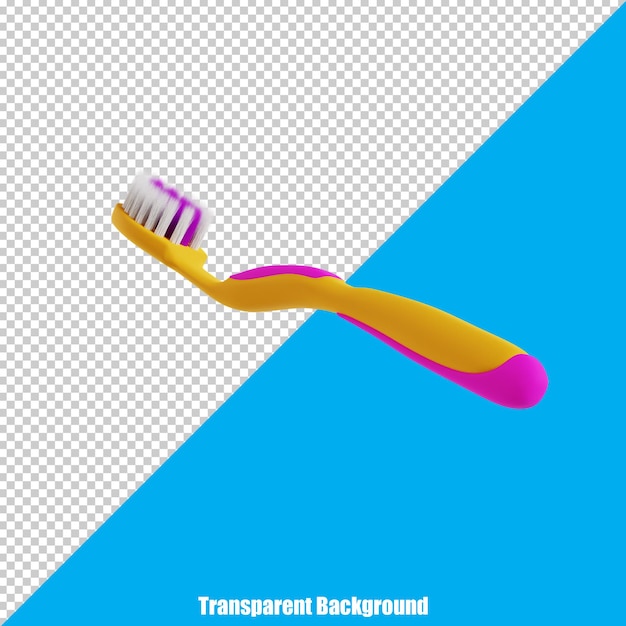 PSD cepillo de dientes y pasta de dientes dentales simples en 3d con una apariencia realista sobre un fondo transparente
