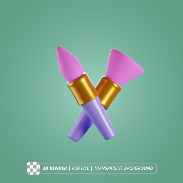 CEPILLO DE MAQUILLAJE 3D RENDER IMÁGENES AISLADAS
