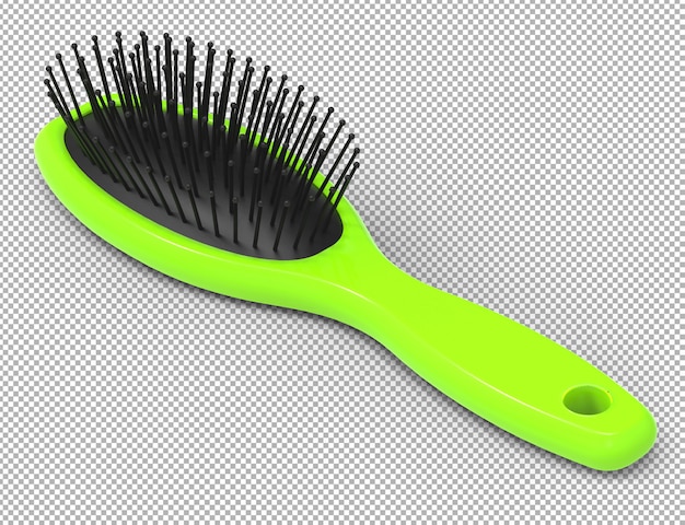 Cepillo de pelo 3d aislado render en transparente