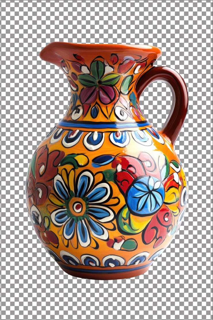 Cerámica artesanal pintada a mano que muestra la artesanía mexicana hiperrealista aislada