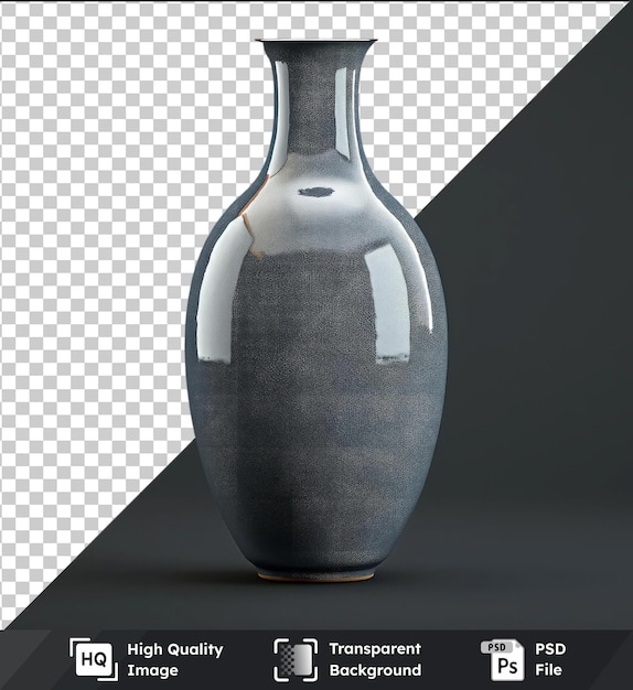 PSD cerámica y cerámica en una mesa gris-negra con jarrón negro y mango blanco