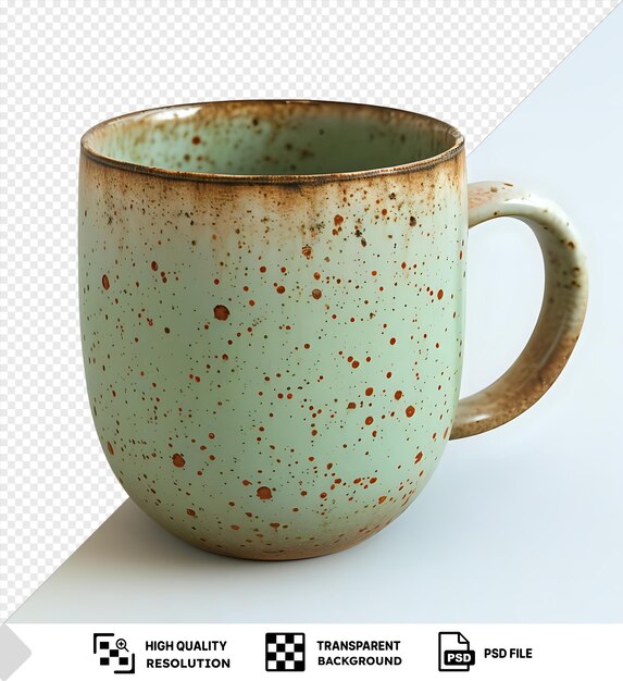 Une Céramique étonnante Un Produit En Céramique Fait Avec Leurs Propres Mains Sur Une Roue De Potier Une Tasse Avec Une Poignée Brune Est Assise Sur Un Fond Transparent Jetant Une Ombre Blanche Png Psd