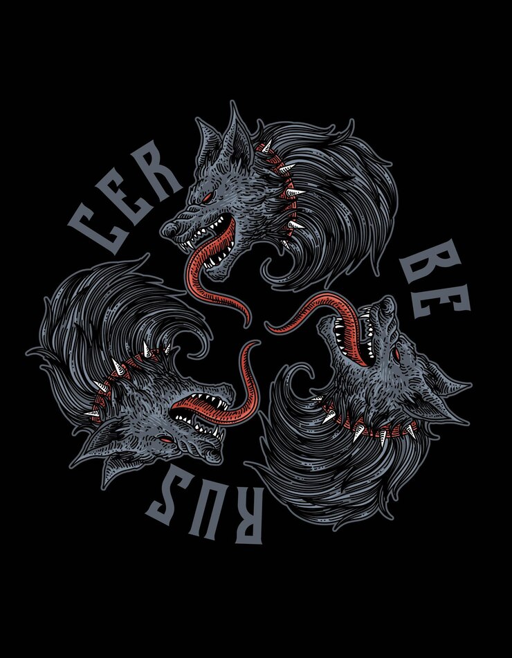 PSD cerberus illustration logo