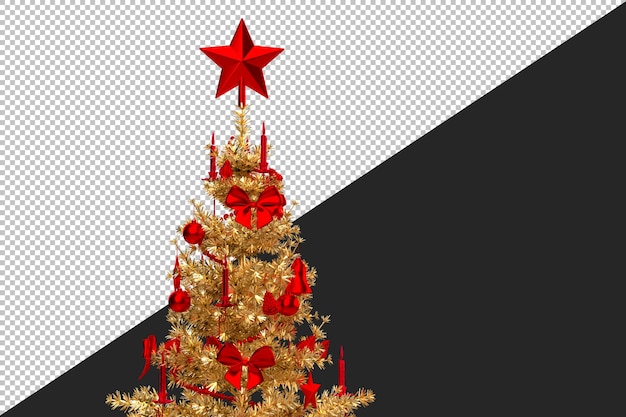 Cerca de un árbol de Navidad dorado