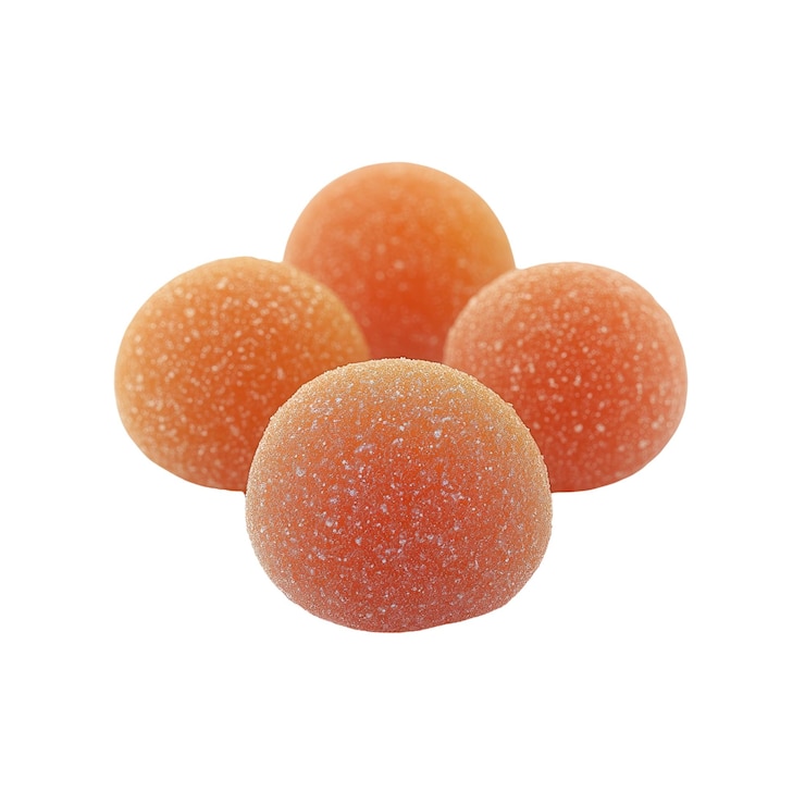 PSD cerca de cuatro caramelos de goma de naranja