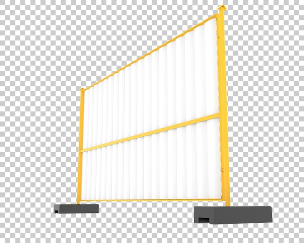Cerca do canteiro de obras na ilustração de renderização 3d de fundo transparente