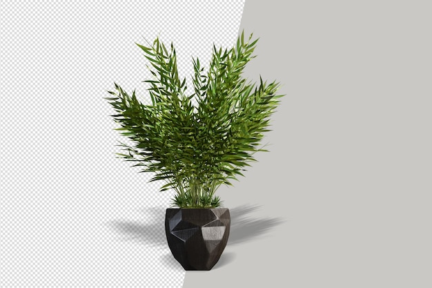 Cerca de la flor en el interior de la maceta render 3d