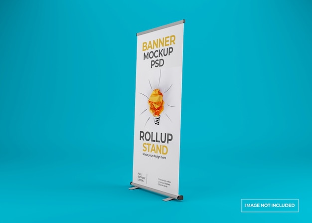 Cerca de la hermosa maqueta de banner de soporte enrollable