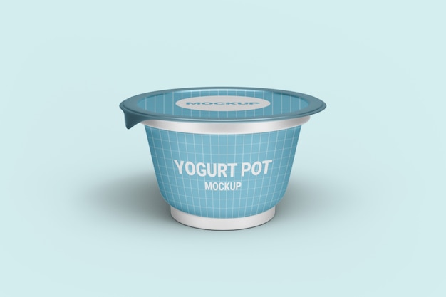 Cerca de la maqueta de empaque de yogur