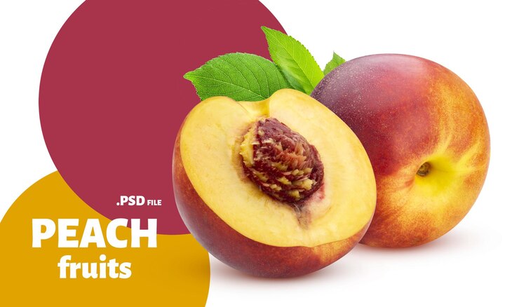 PSD cerca de melocotones aislados