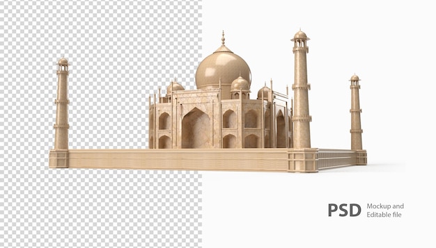 PSD cerca de una representación taj mahal aislada