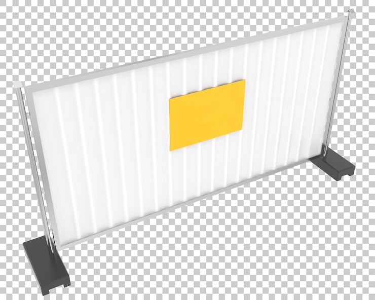 PSD cerca del sitio de construcción en la ilustración de renderizado 3d de fondo transparente