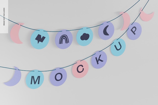 Cerchi arrotondati con Moon Garland Mockup, vista a sinistra