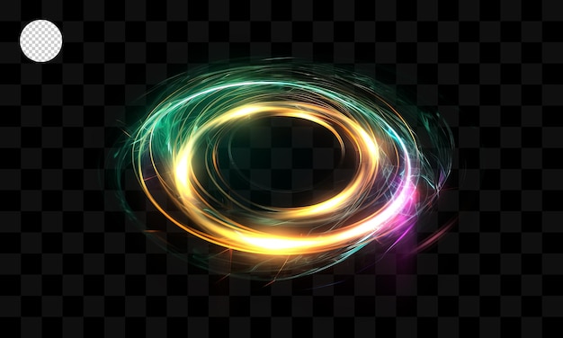 Cerchi di luce colorati su uno sfondo trasparente.