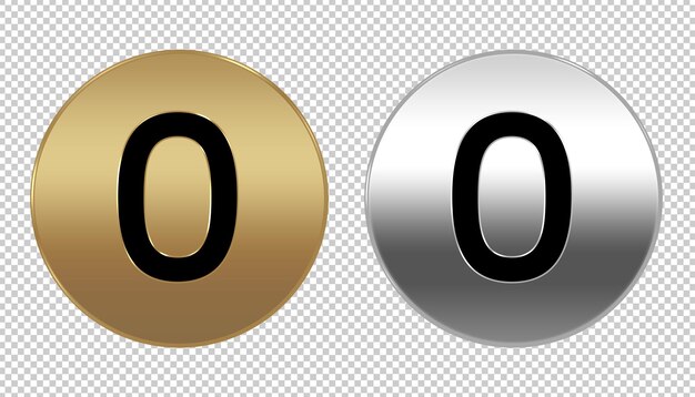 cerchio di lusso argento oro numero 0 modello di icona set elemento di progettazione