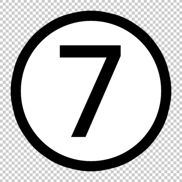 cerchio nero numero 7 modello di icona trasparente