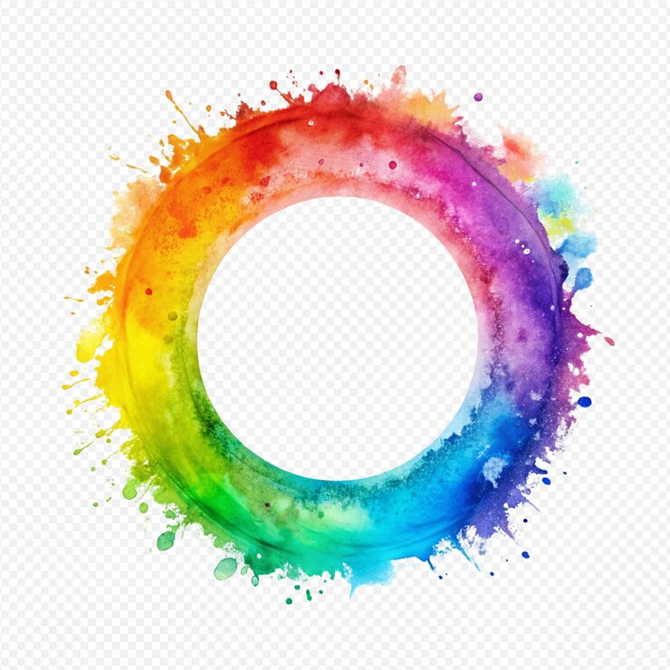 PSD cercle d'aquarelle coloré éclat d'arc-en-ciel éclat de peinture vibrante design circulaire dynamique