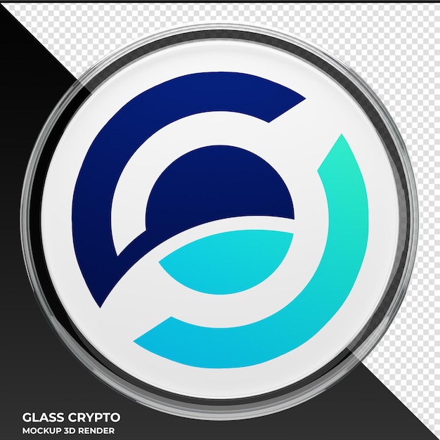 PSD un cercle bleu et blanc avec un logo pour crypto en verre.