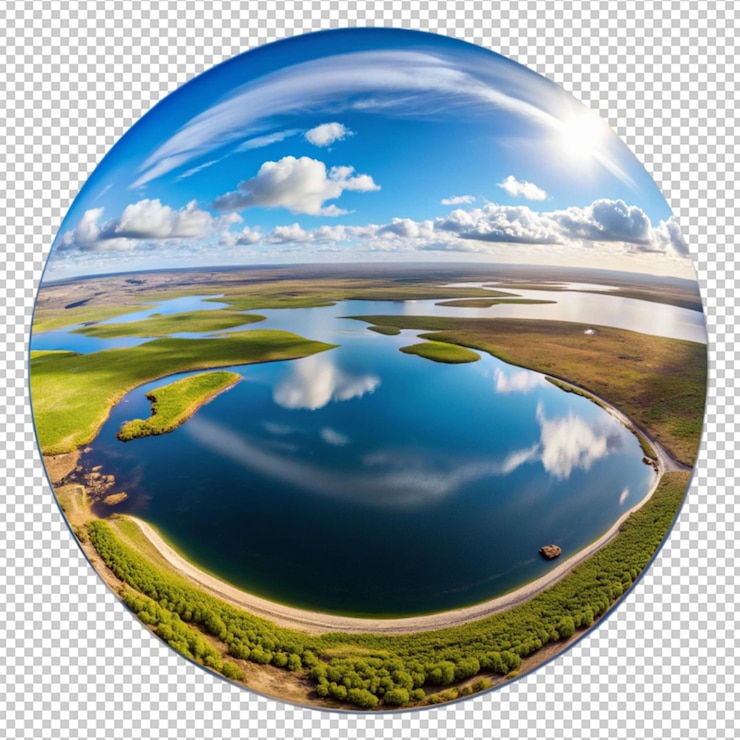 PSD un cercle avec le ciel et les nuages en arrière-plan