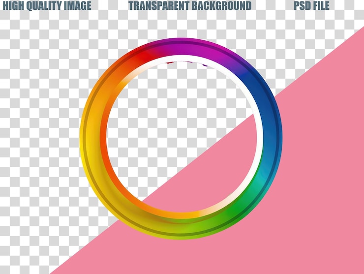 PSD un cercle de couleur arc-en-ciel avec un fond transparent