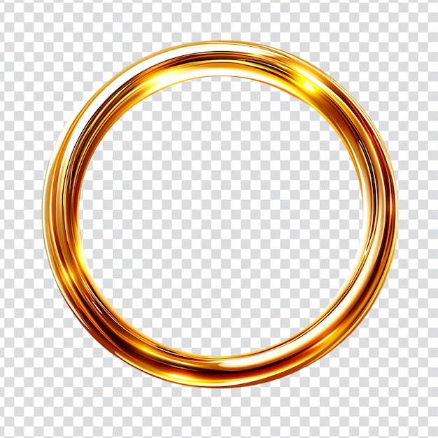 Cercle doré d'un cadre brillant sur un fond transparent