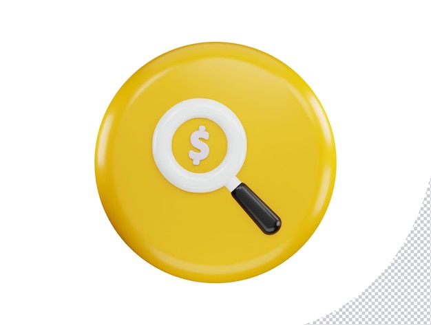 Un cercle jaune avec un signe dollar sous l'icône avec illustration d'icône de vecteur 3d