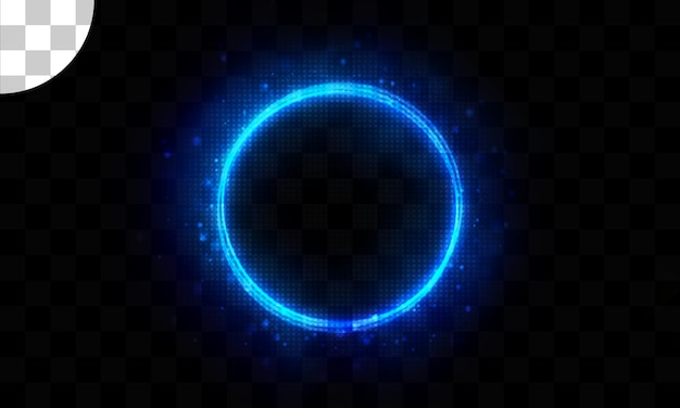 PSD cercle lumineux bleu sur fond transparent