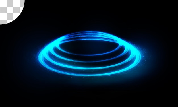 cercle lumineux bleu sur fond transparent