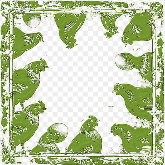 PSD un cercle d'oiseaux verts et blancs avec un fond vert