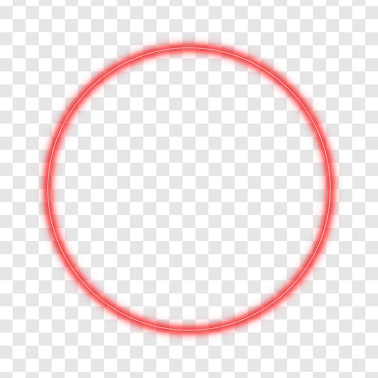 PSD cercle rond rouge brillant au néon sur fond transparent