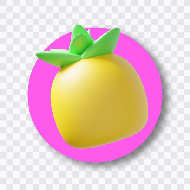 PSD un cercle rose avec un ananas jaune sur un fond transparent.