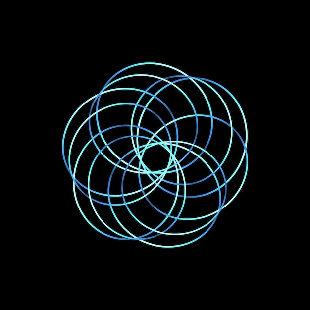 Des cercles bleus entrelacés sur un fond noir