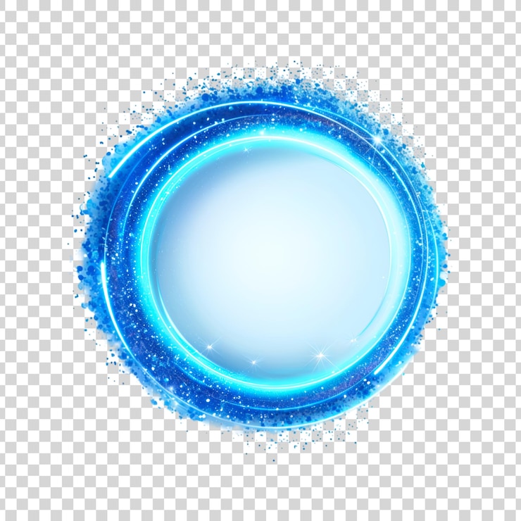 PSD les cercles lumineux bleus ont un effet de lueur bleu étincelant sur un fond transparent