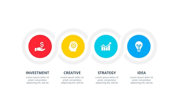 Cercles pour infographie. Concept d'entreprise avec 4 options, pièces, étapes ou processus.