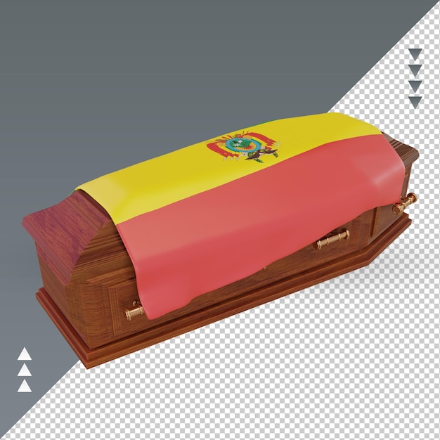 Cercueil 3d Bolivie Drapeau Rendu Vue Droite