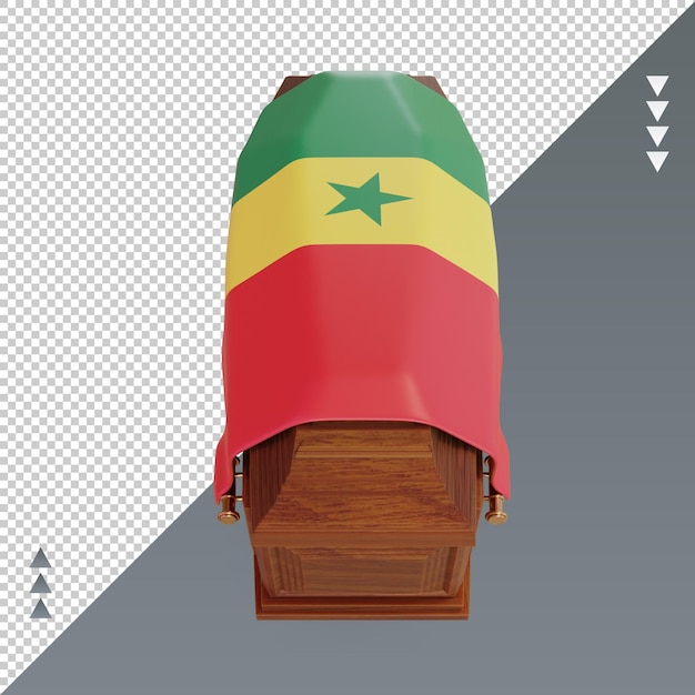 PSD cercueil 3d, drapeau sénégal, rendu, vue frontale