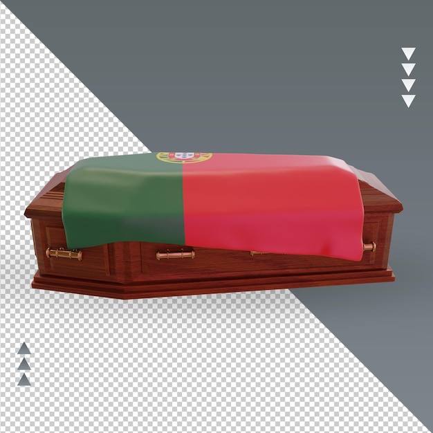 PSD cercueil 3d portugal drapeau rendu vue de face