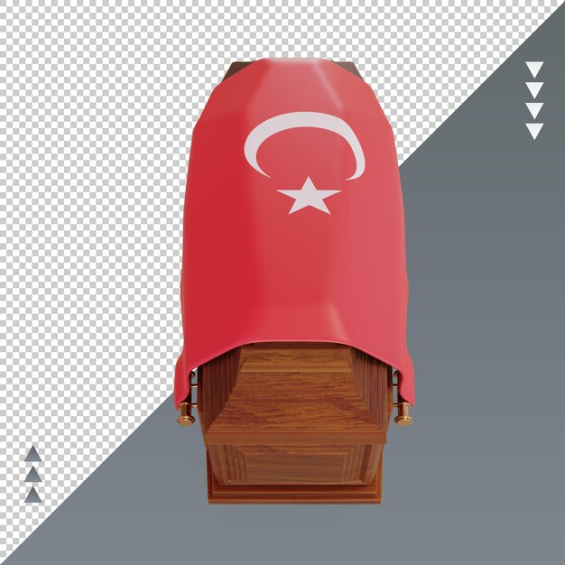 PSD cercueil 3d turquie drapeau rendu vue de face