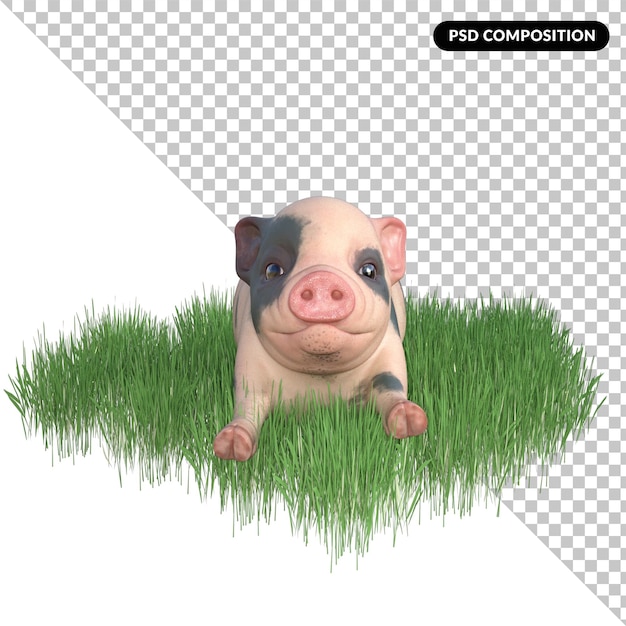 PSD cerdo divertido aislado 3d